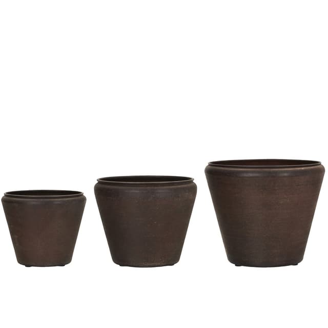 Funnel Pot Antique Brown Set of 3