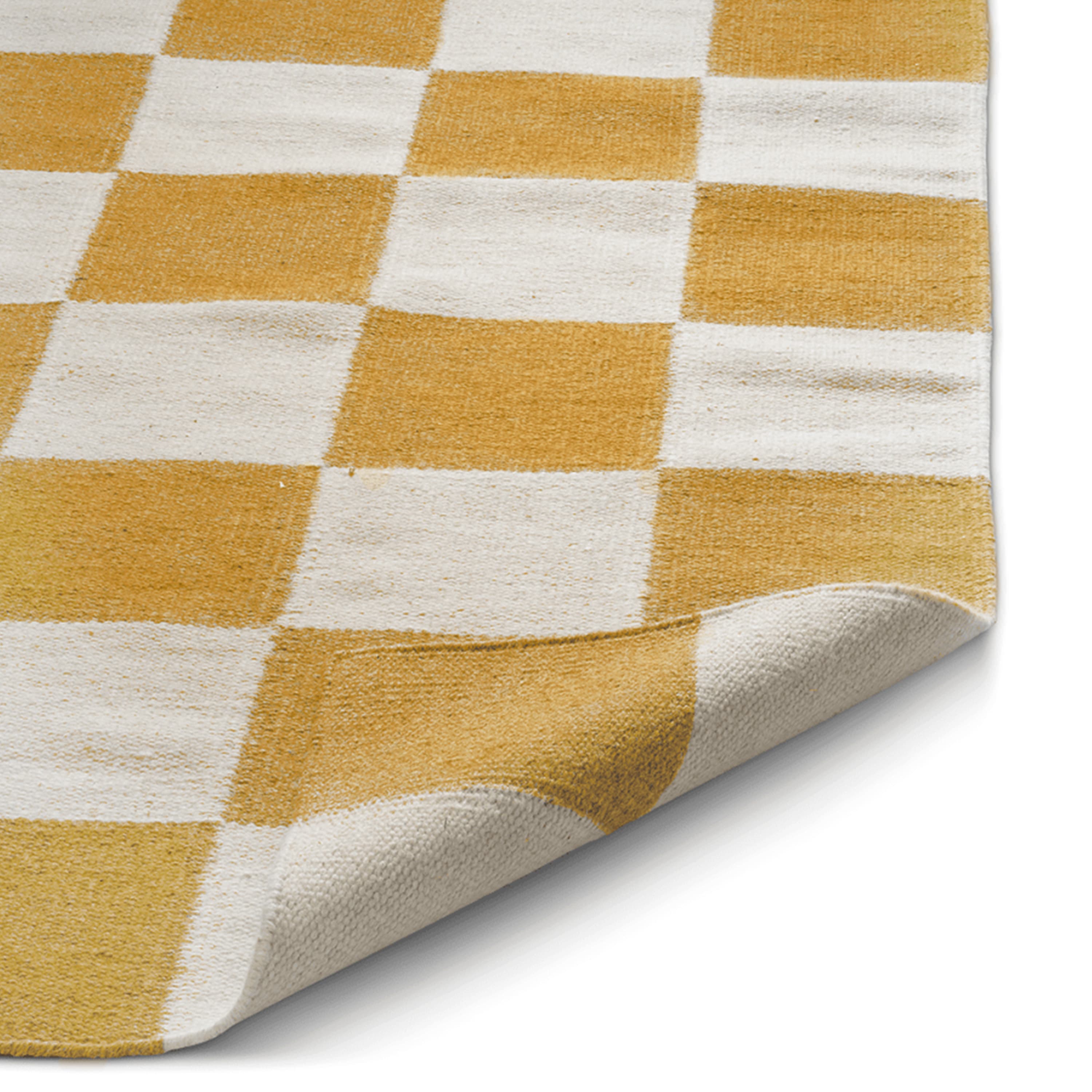 Square Teppichläufer Weiß/Gelb 80x240