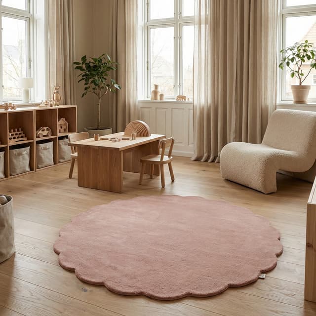 Shell Wollteppich Rund Rosa Ø120