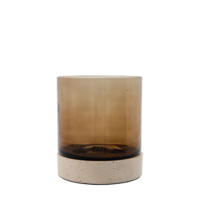 Candle Holder Travertine Brown 17cm