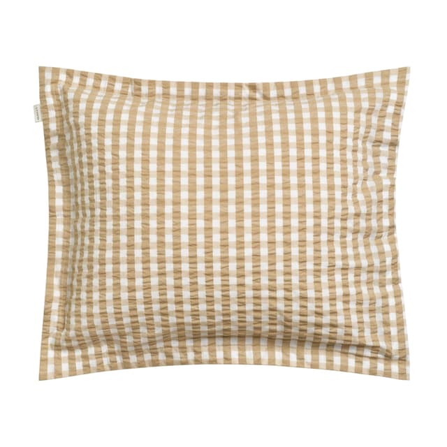 Check Seersucker Kissenbezug Oat Beige 50x60