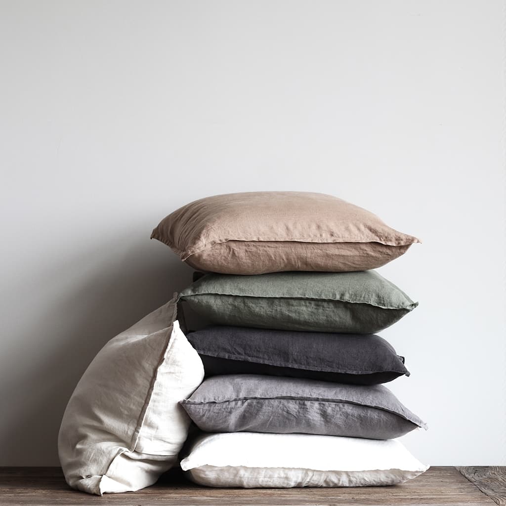 Kuddfodral Linne Khaki 50x50