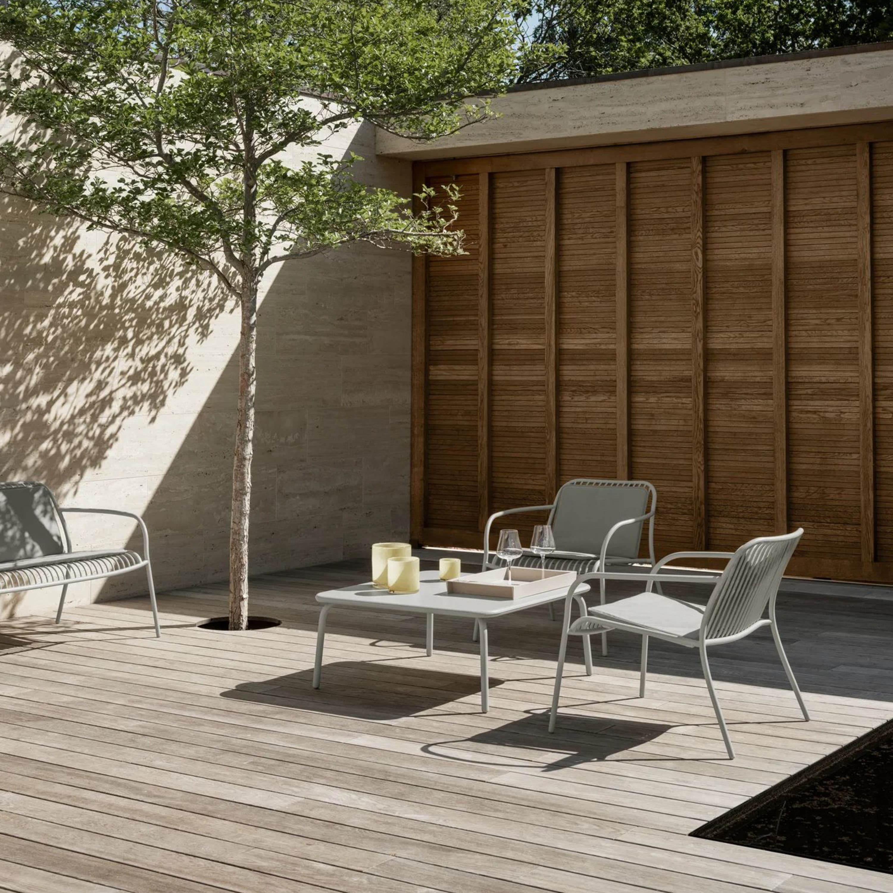 Yua Wire Utomhus Loungesessel Seide Grau