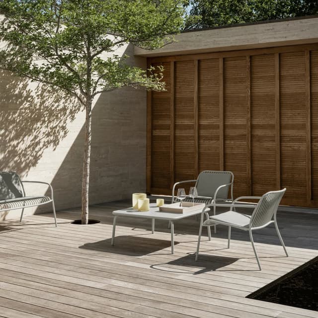 Yua Wire Utomhus Loungesessel Seide Grau