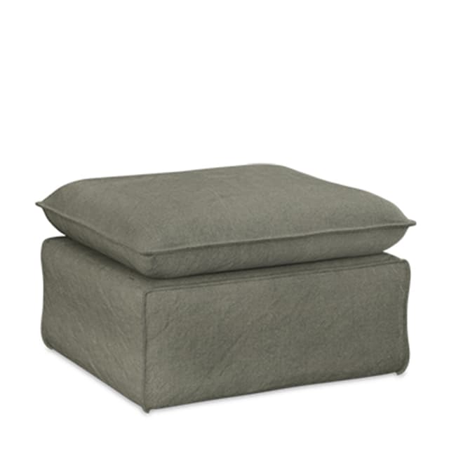 Nomad Pouf Ottoman Linen/Army Green