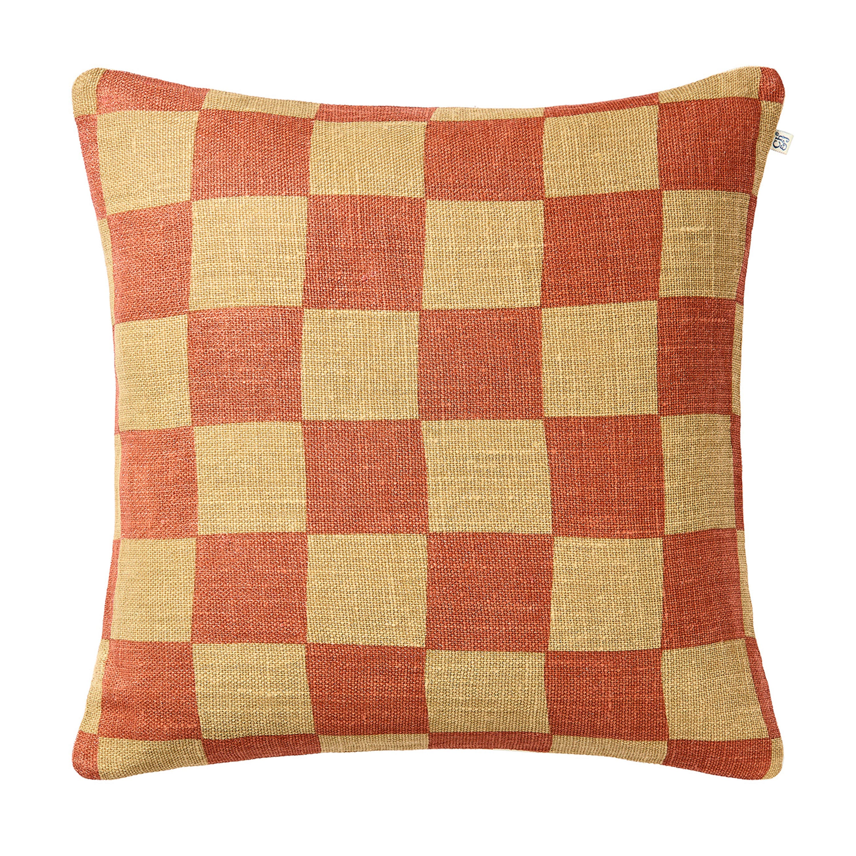 Buffalo Check Kuddfodral Linne Khaki/Apricot Orange 50x50