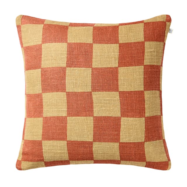 Buffalo Check Kissenbezug Leinen Khaki/Apricot Orange 50x50