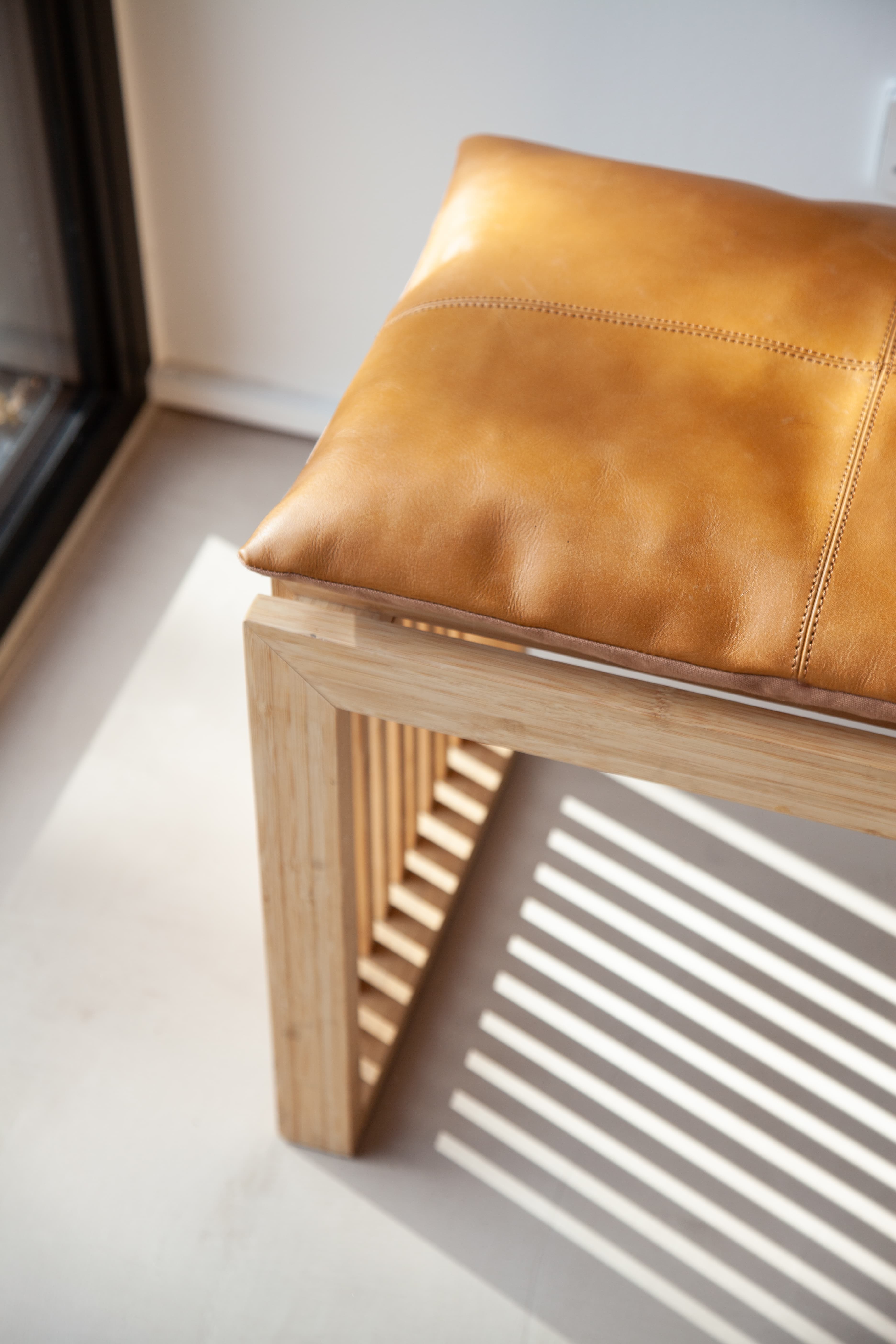 Sittsdyna Bank Leder Hellbraun 104x35cm