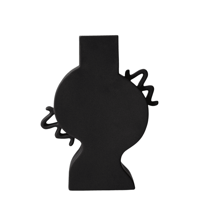 Flat Vase Black 33 cm