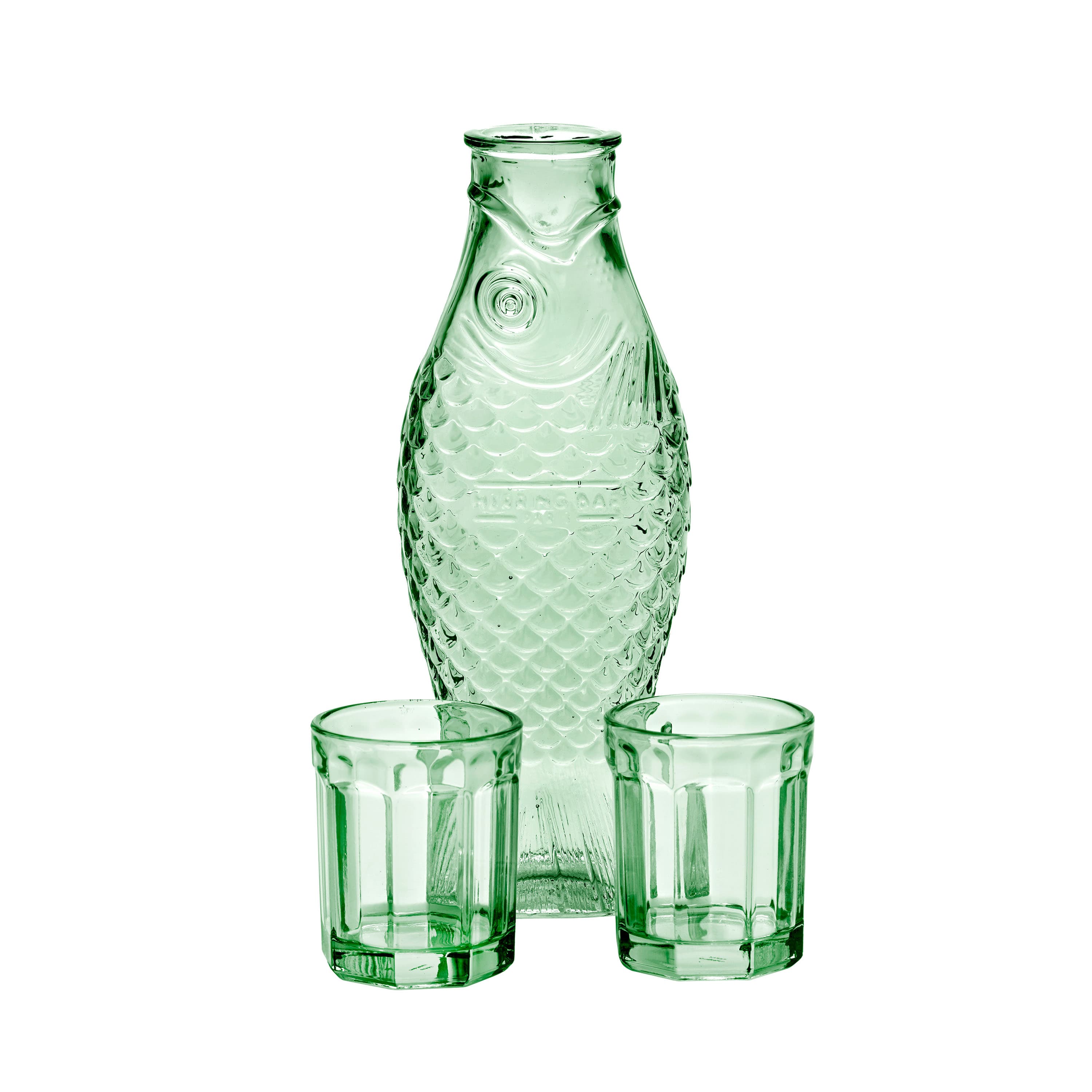 Fish&Fish Carafe with 2 Glasses Green