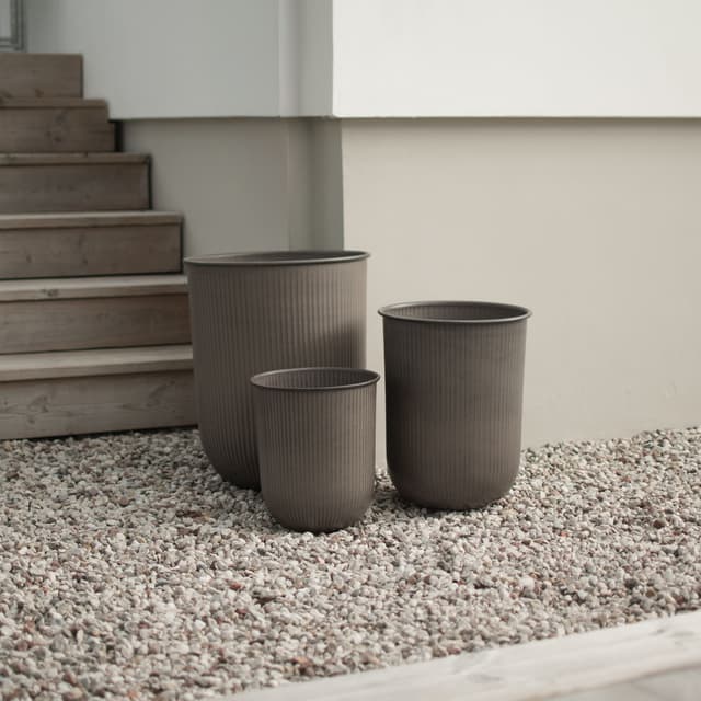 Out Stripe Pot Brown Set of 3