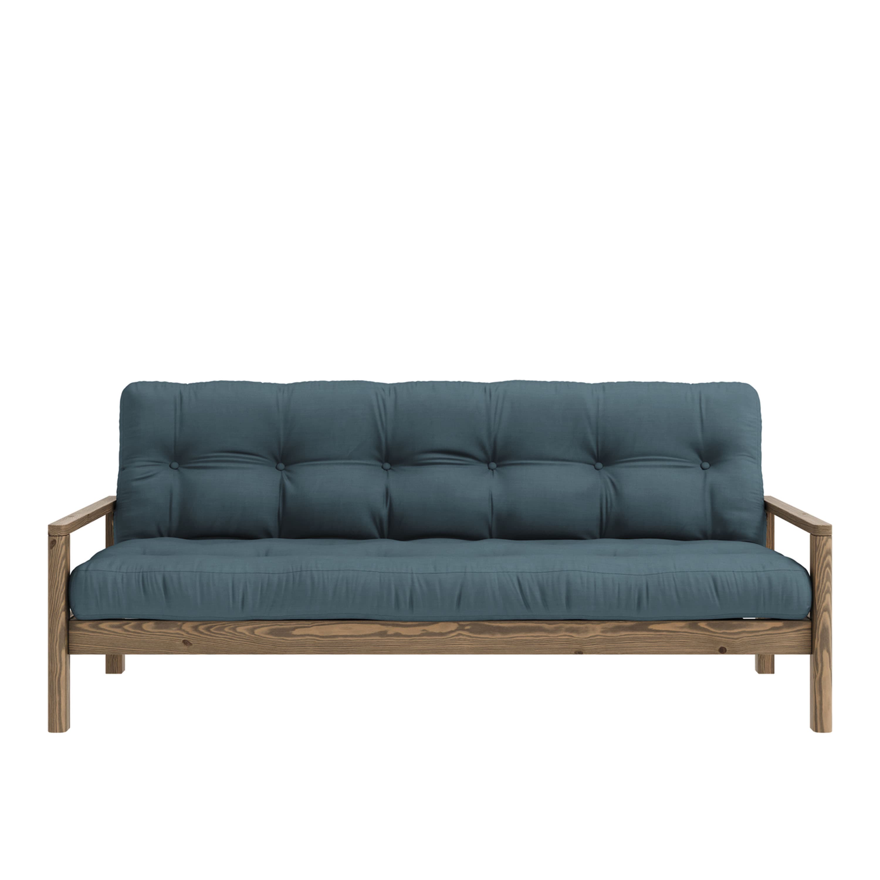 Knob Sofa Bed Brown/Petrol Blue 190cm