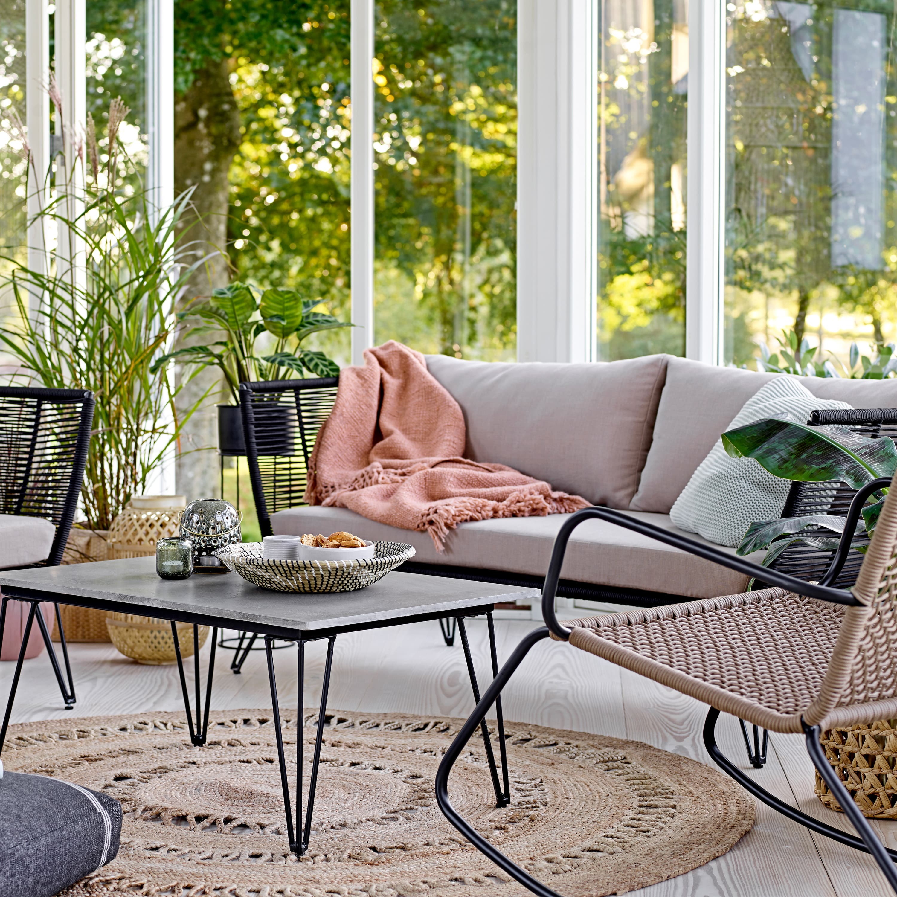 Mundo Loungesofa Schwarz/Natur 175cm