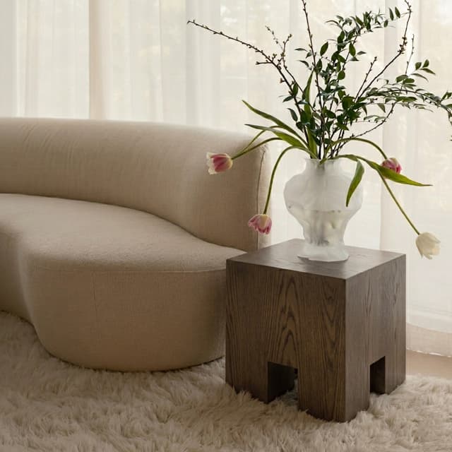 Chunky Side Table Brown Stained Oak 40x40