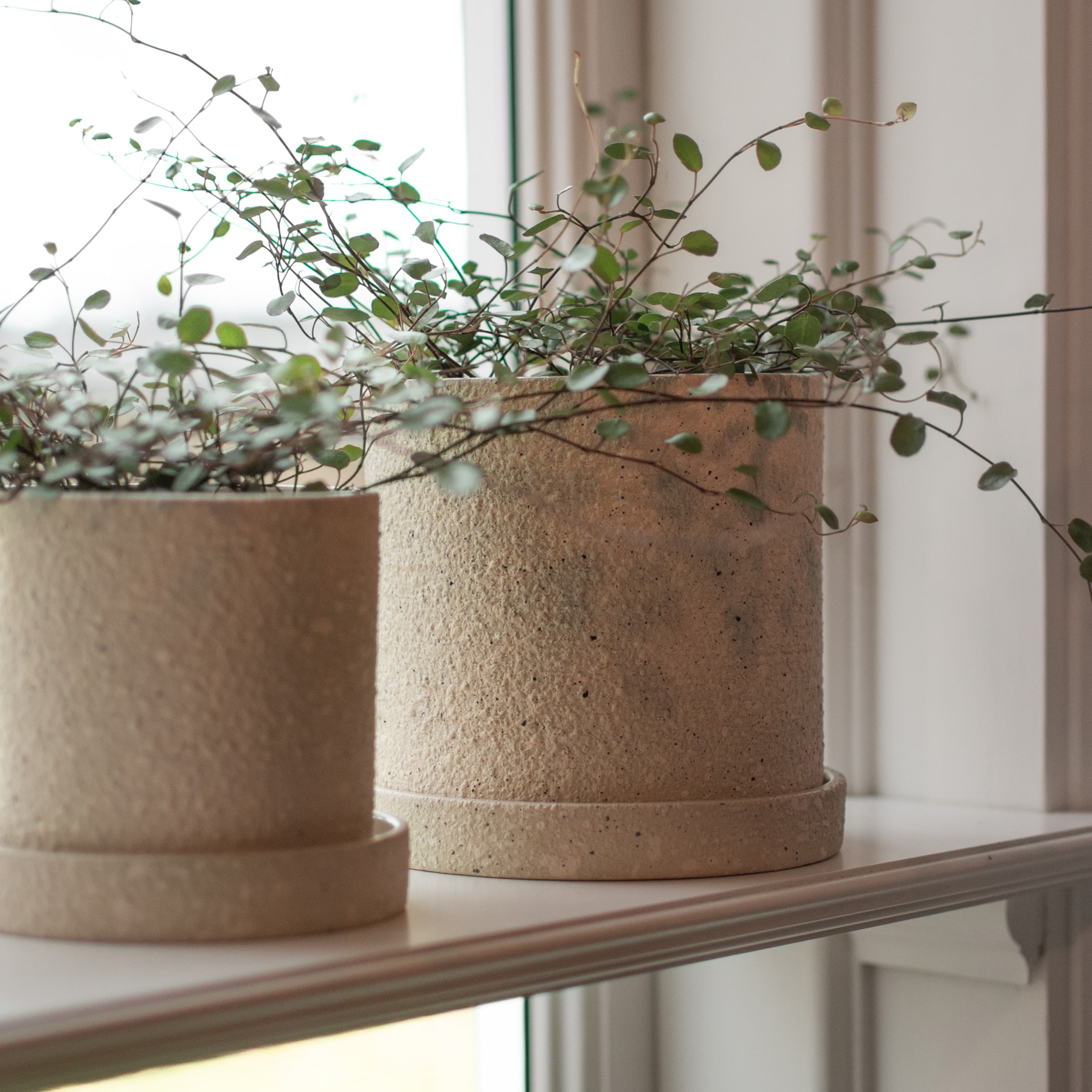 Grow Keramiktopf Creme Struktur Groß