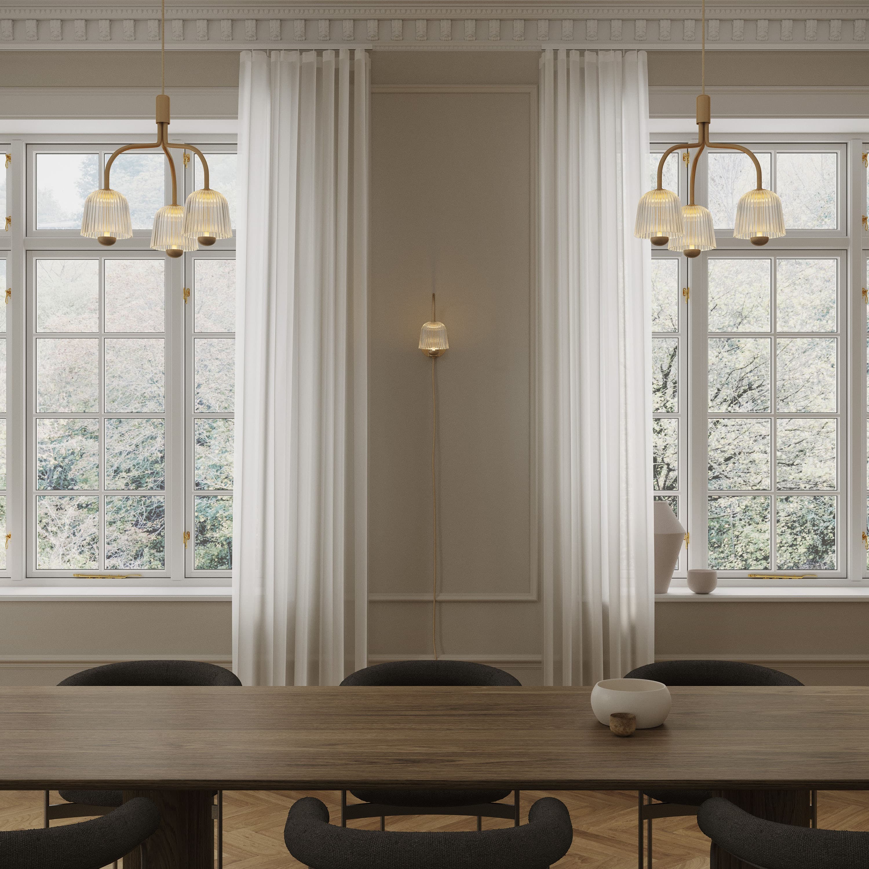 Asteea Wall Lamp Satin Brass/Ripple Clear