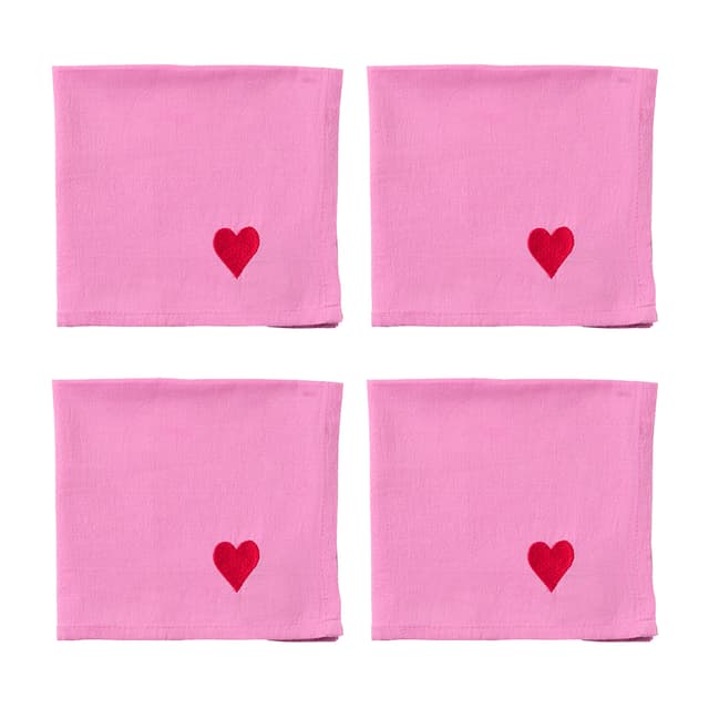 Pink Hearts Napkin Set of 4