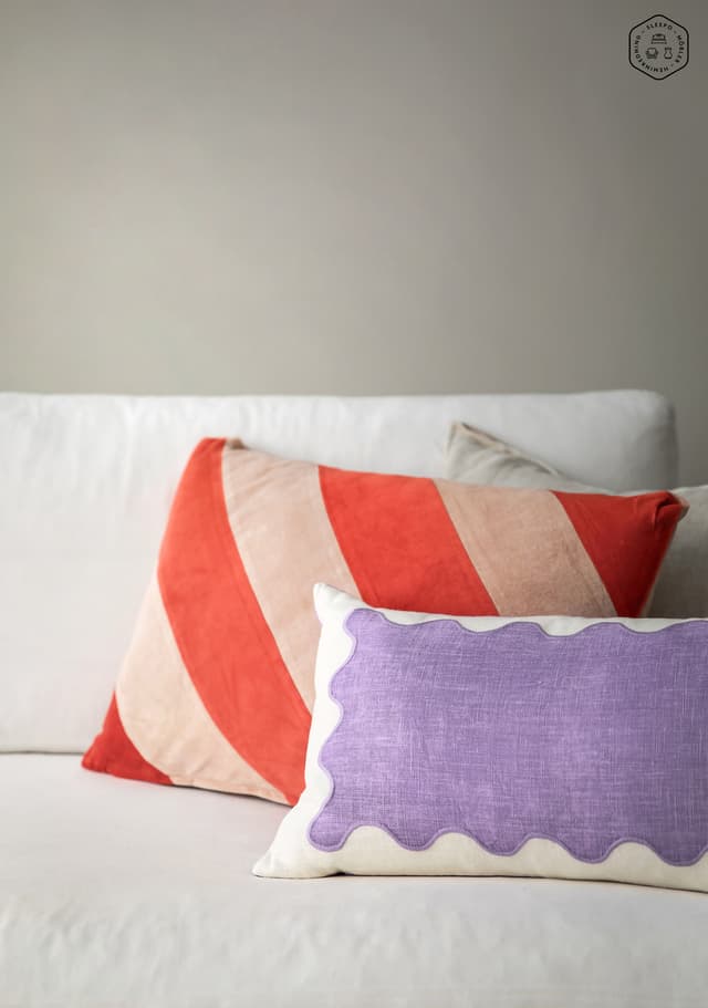 Striped Decorative Cushion Velvet Red/Pink 40x60