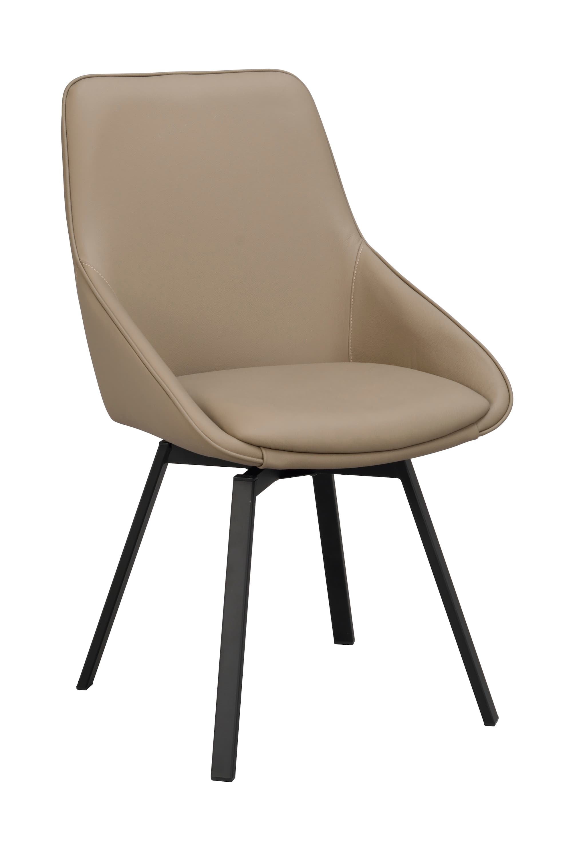 Alison Esszimmerstuhl Beige Leder/Schwarz