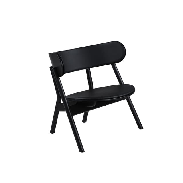 Oaki Loungesessel Black Leather/Black Oak