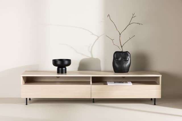 Navarra TV-Bank Matte Black/Whitewash 180cm