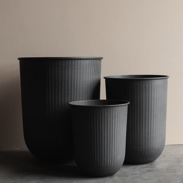 Out Stripe Pot Black Set of 3
