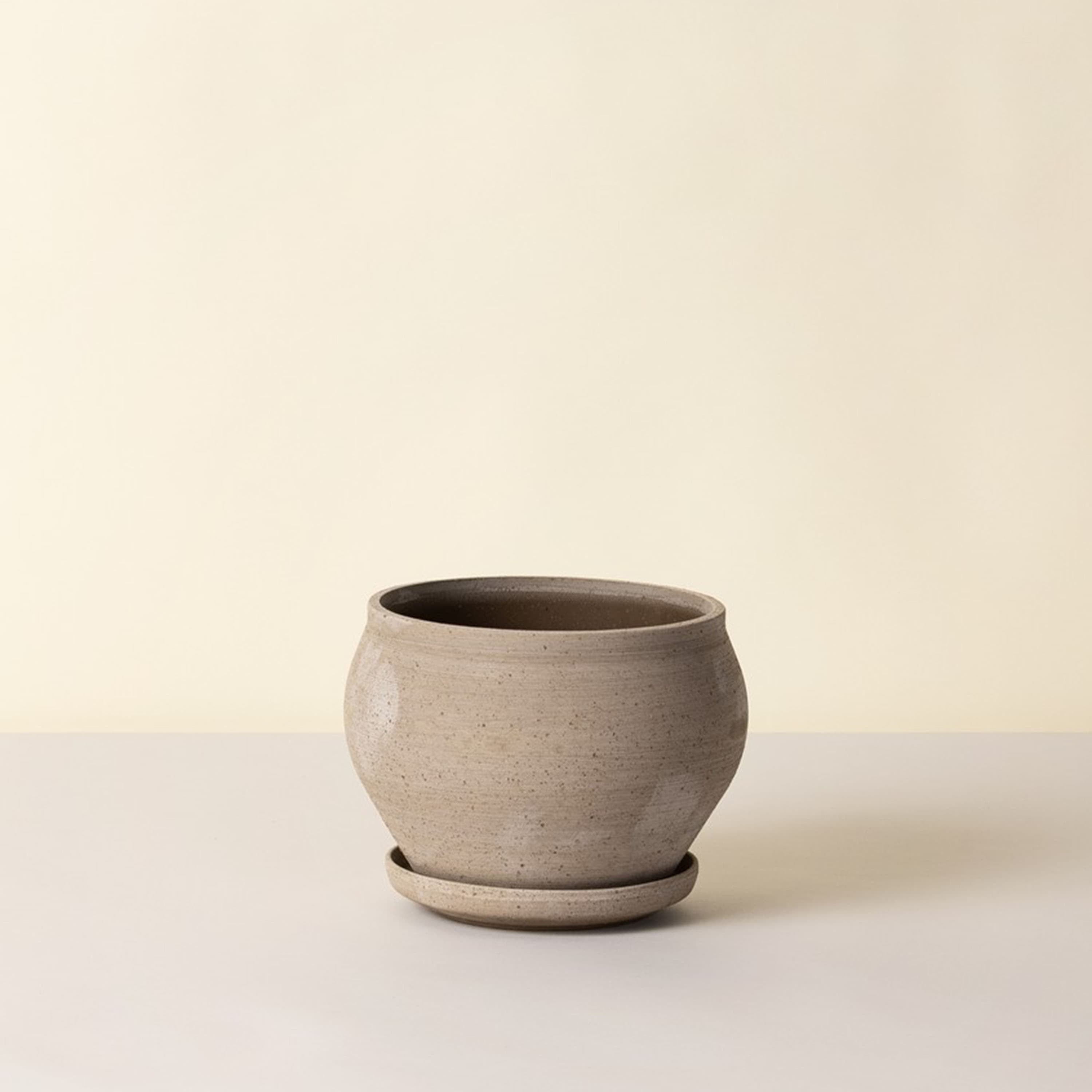 Delphi Plant Pot with Saucer Raw Grey Low Ø24