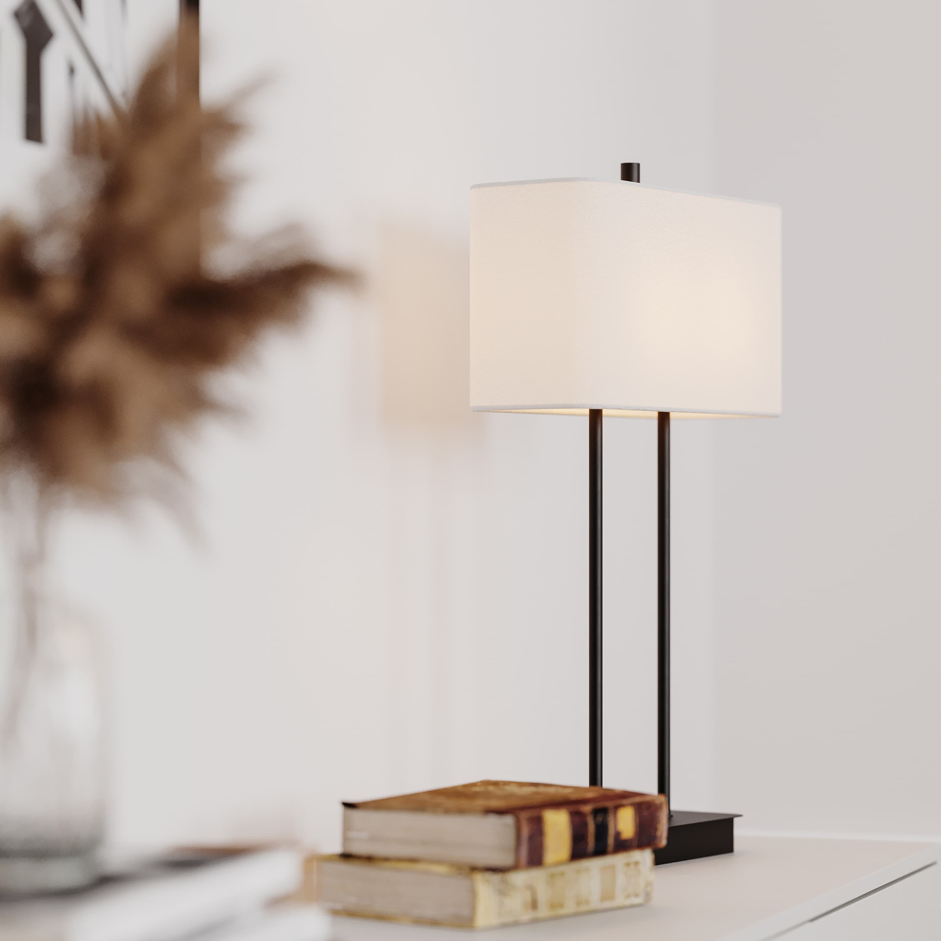 Luton Table Lamp Black/White 65cm