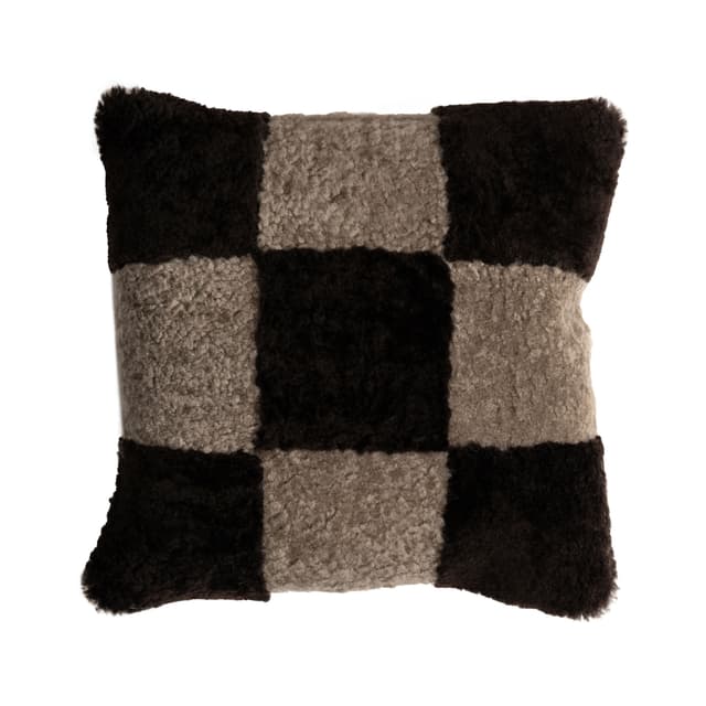 Ruth Decorative Cushion Sheepskin Stone/Dark Brown 40x40