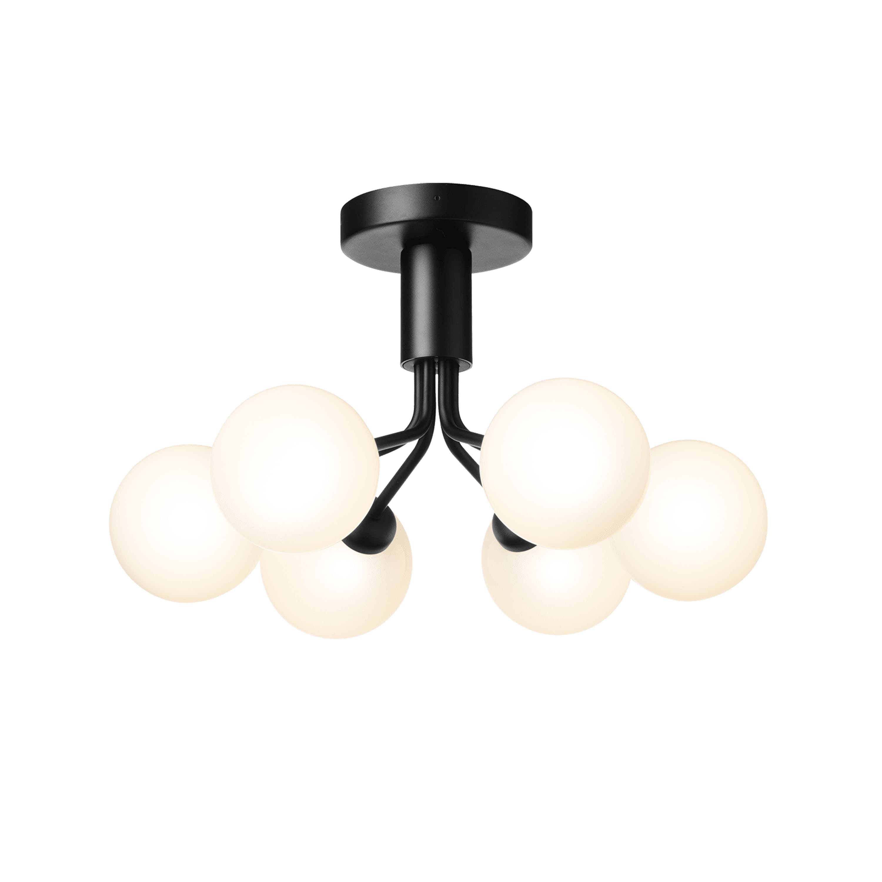 Apiales 6 flush mount ceiling light Satin Black/Opal