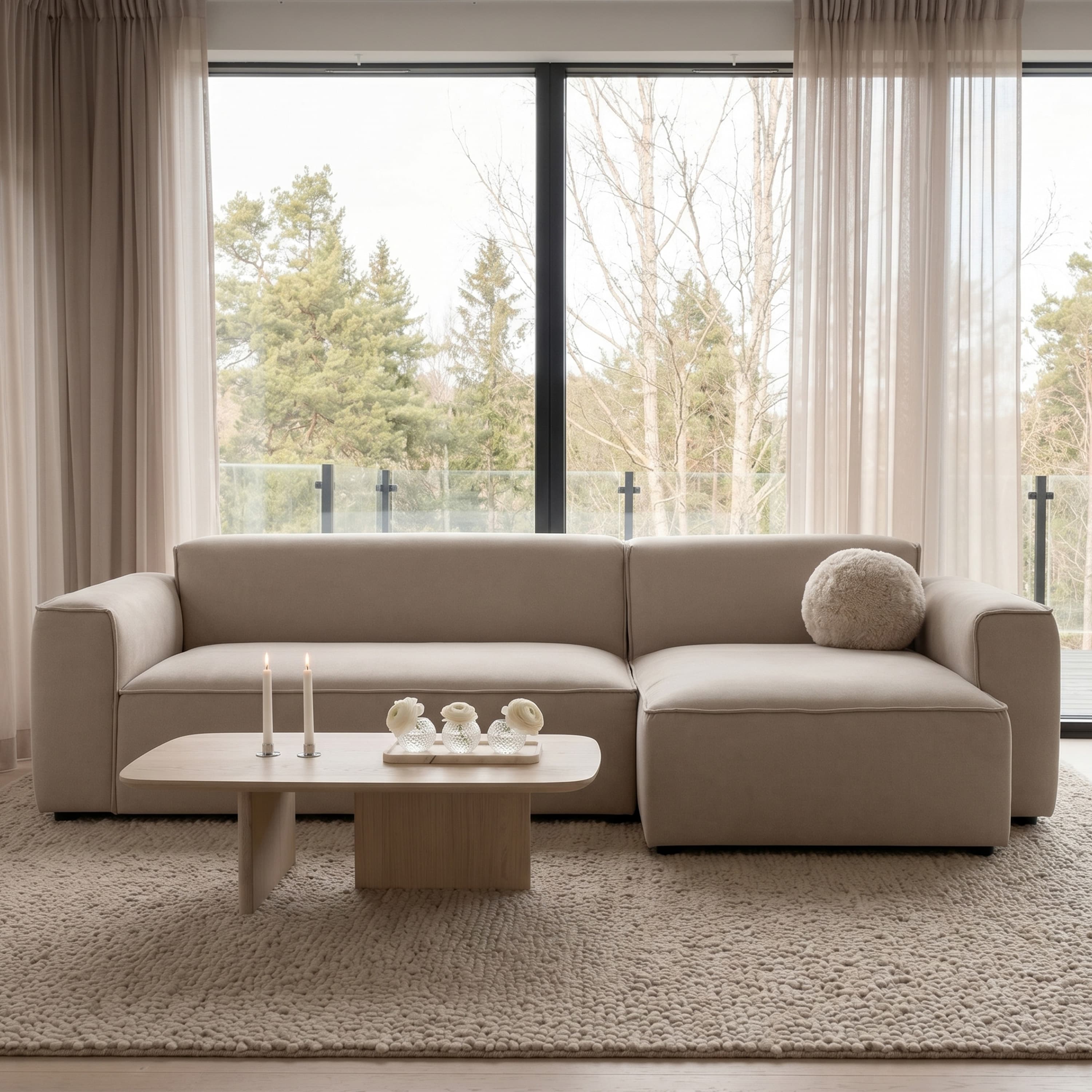 Bobbie 3-Sitzer Sofa mit Recamiere Rechts Beige 279 cm