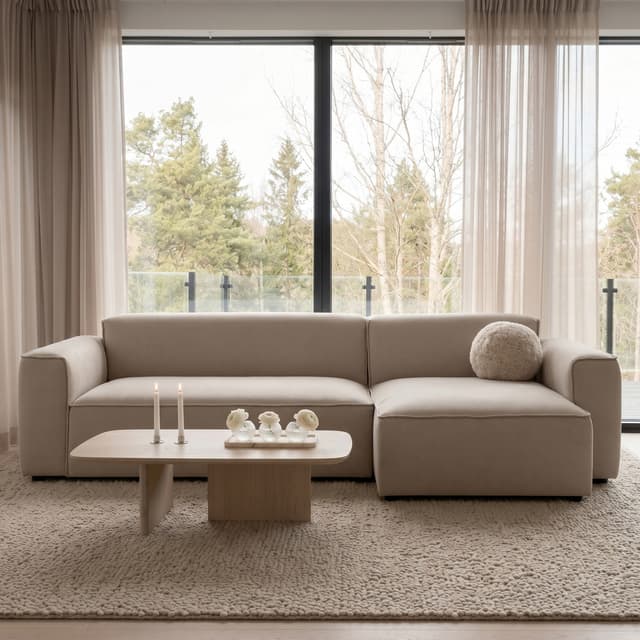 Bobbie 3-Sitzer Sofa mit Recamiere Rechts Beige 279 cm