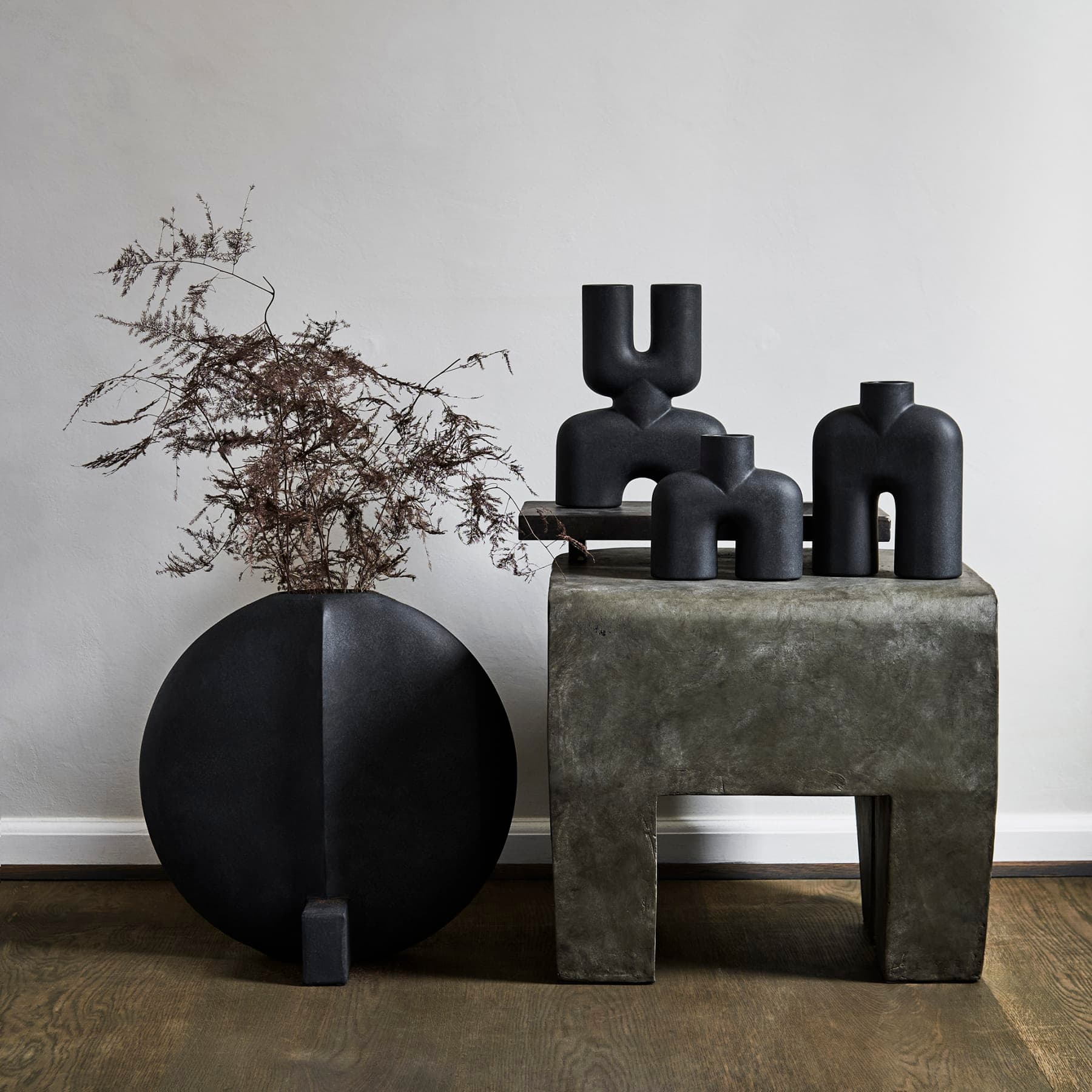 Cobra Tall Hohe Vase Schwarz Mini