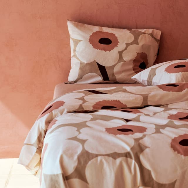 Unikko Duvet Cover Crinkle Beige/Rose 220x240