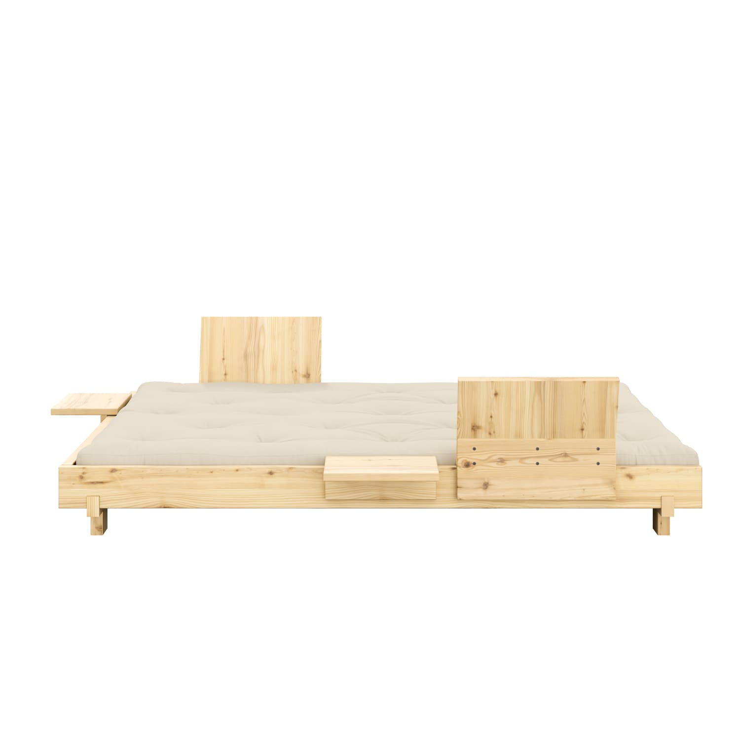 Social Schlafsofa Natur/Beige 140cm inkl. 2 Rückenstützen/Seitentisch