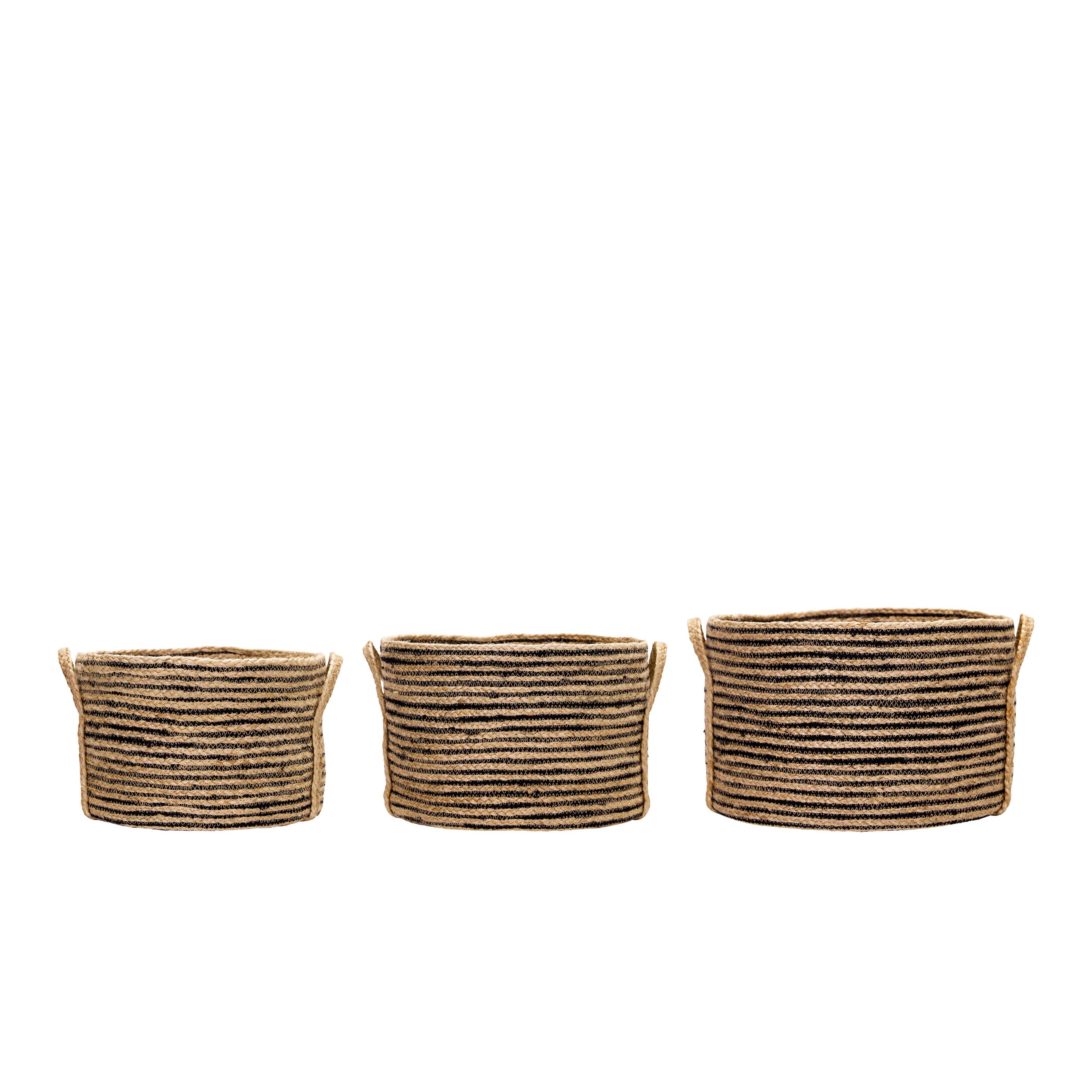 Dungi Basket Low Black/Natural Set of 3