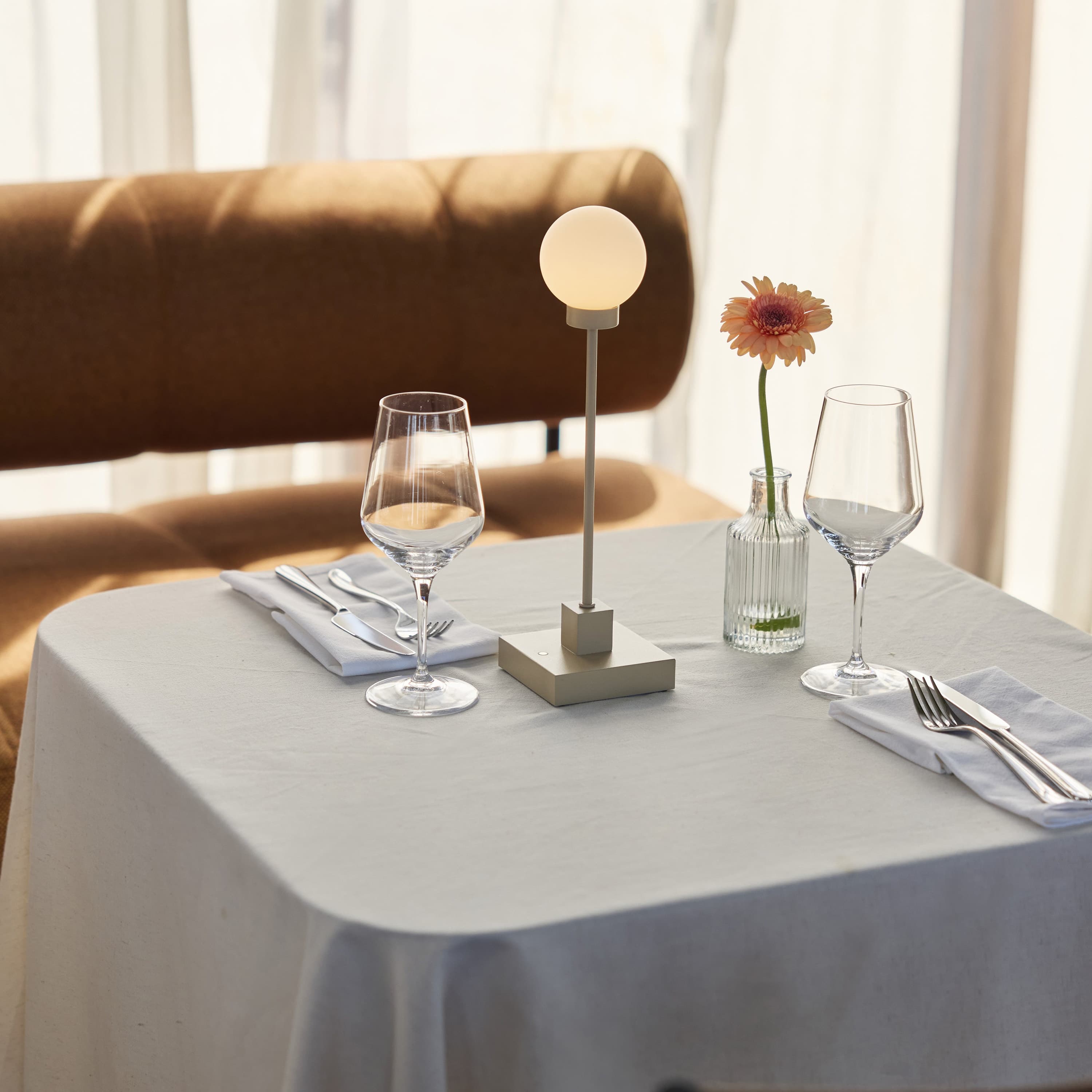 Snowball Table Lamp Portable Greige