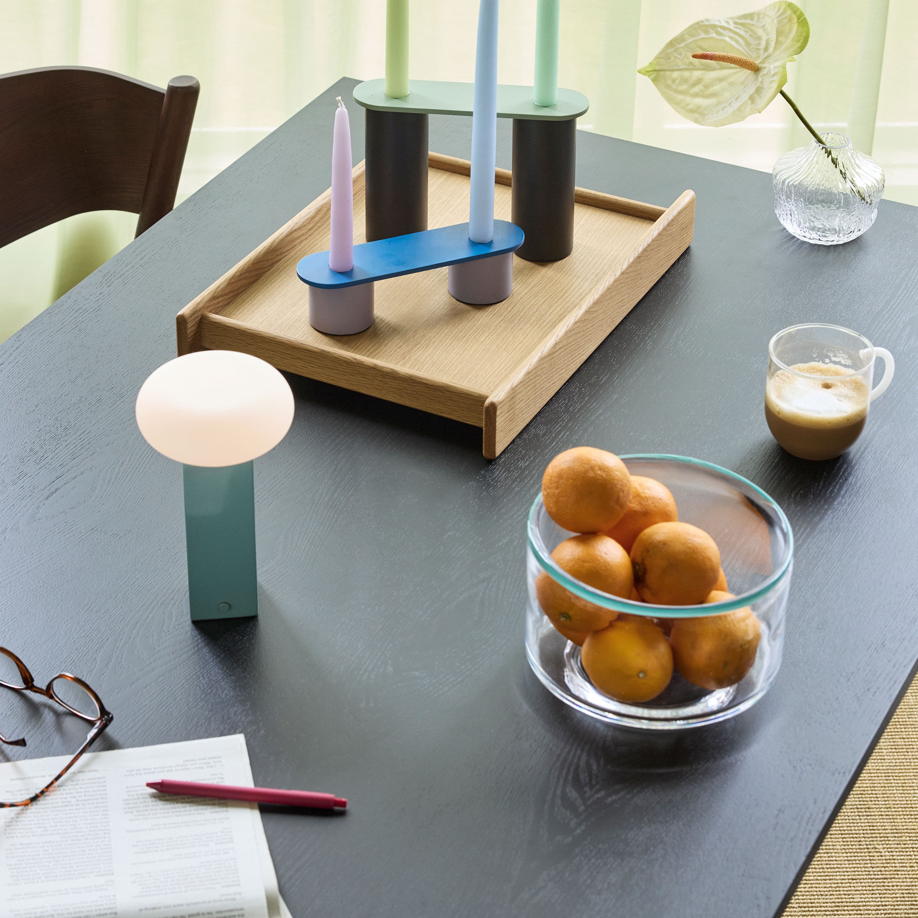 Low Portable Lamp Blue 20cm