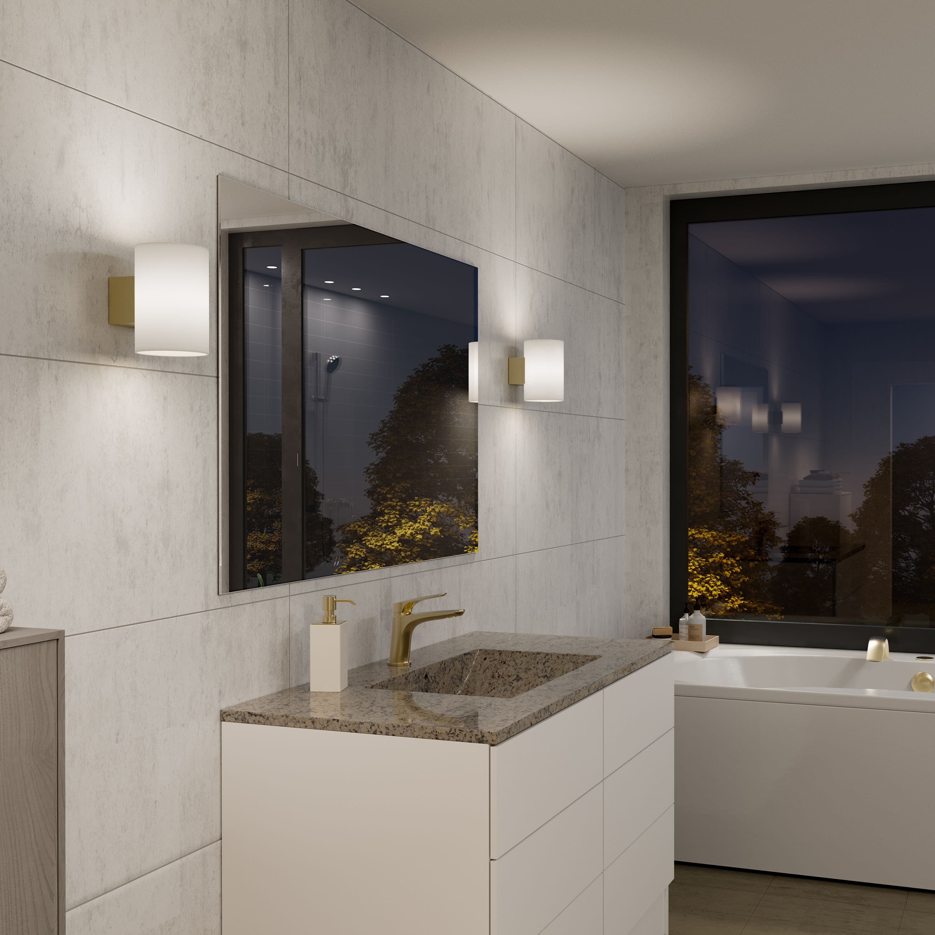 Evoke Wandleuchte Satin brass/Opalglas Large