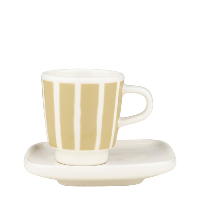 Oiva Piccolo Espresso Tasse mit Untertasse Weiß/Sand