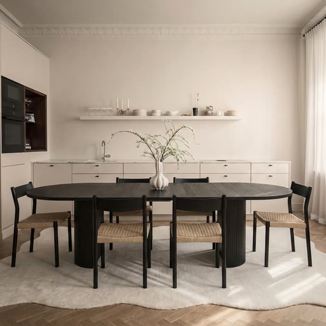Bauer Dining Table Black Stained Oak 220+50