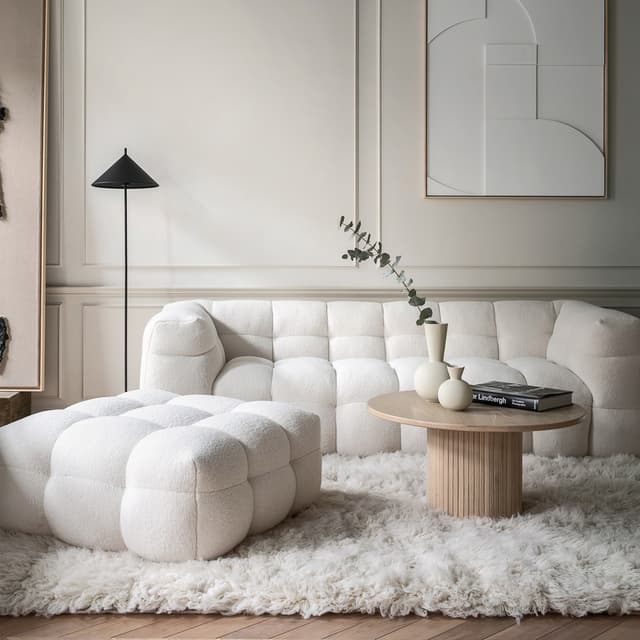 Billie 3-seater Sofa Creme Teddy 236cm