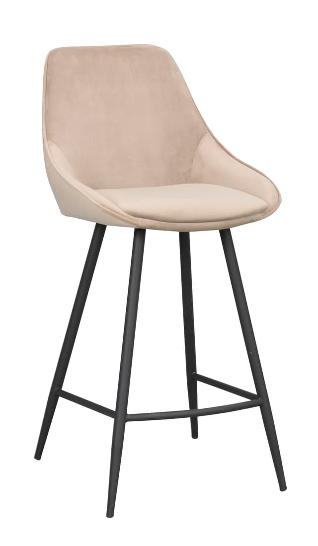 Sierra Barhocker Samt Beige/Schwarz