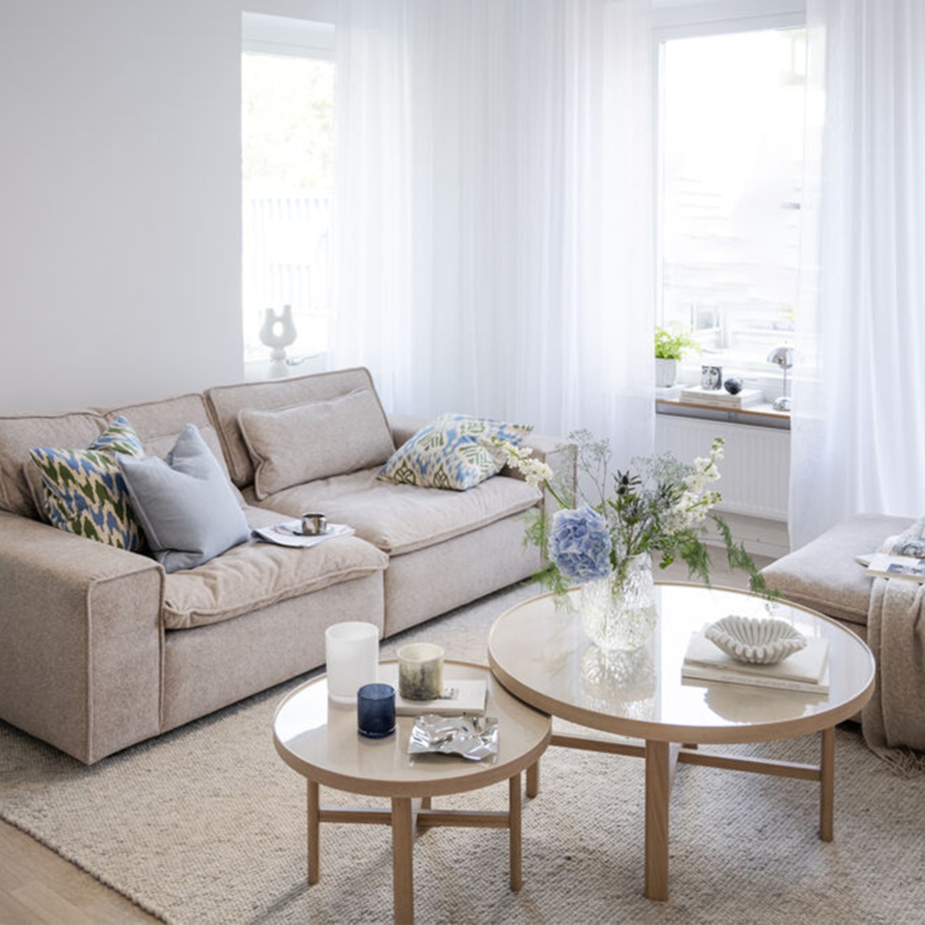 Marsden Coffee Table Beige/White Washed Ø90