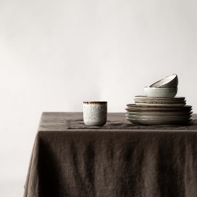 Leinentischdecke Taupe 145x330