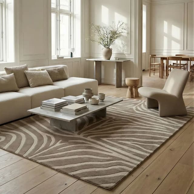 Zebra Wollteppich Beige 200x300