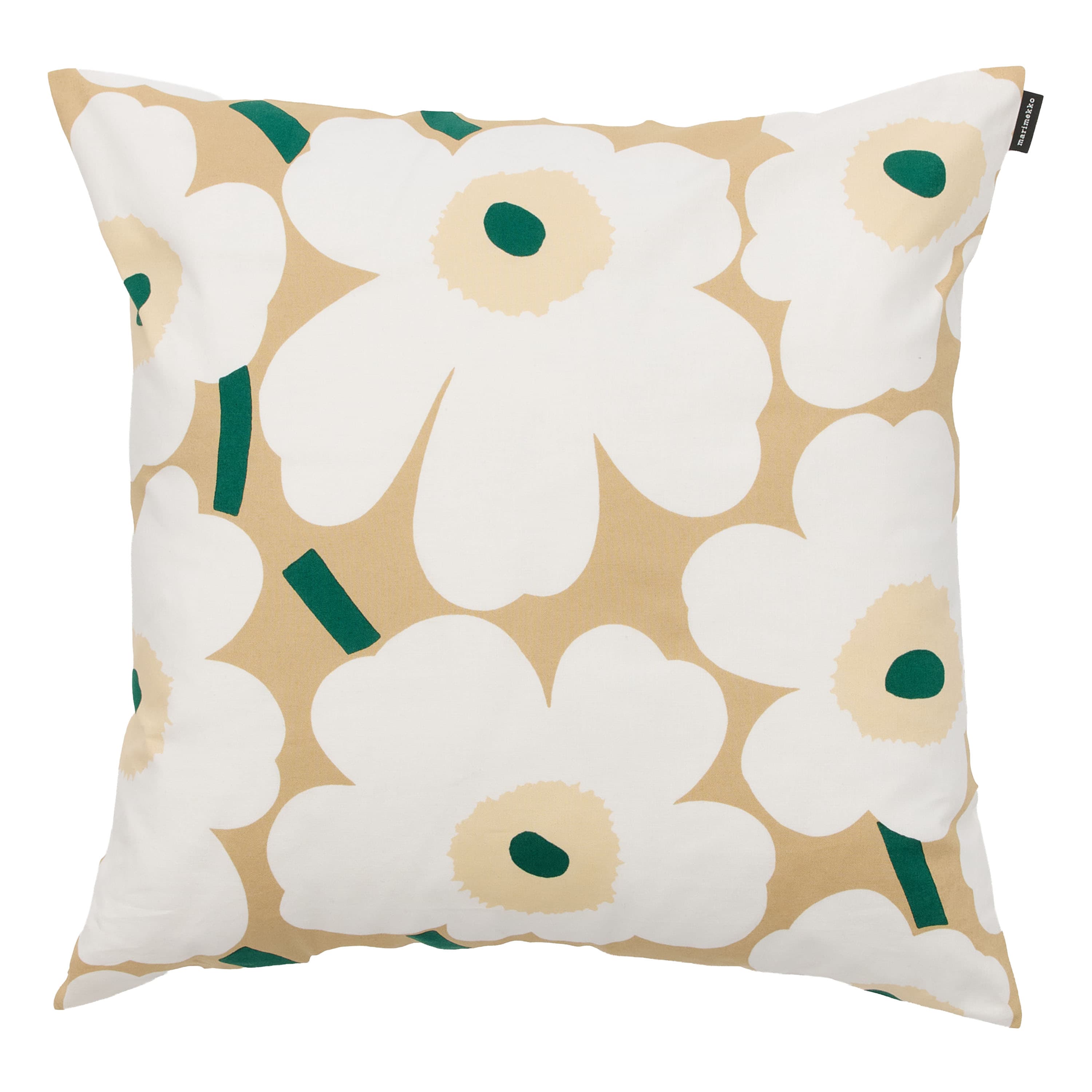 Pieni Unikko Cushion Cover Sand/White/Hay/Emerald 50x50