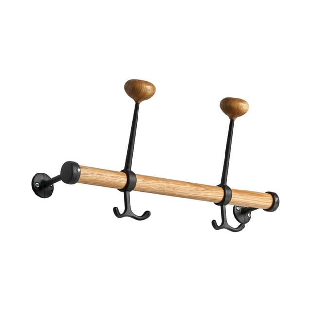 Gustav Coat Hook Rack Oak/Black 40cm