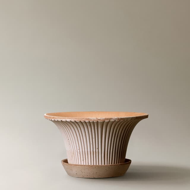 Daisy Pot with Saucer Raw Pink Terracotta Ø25