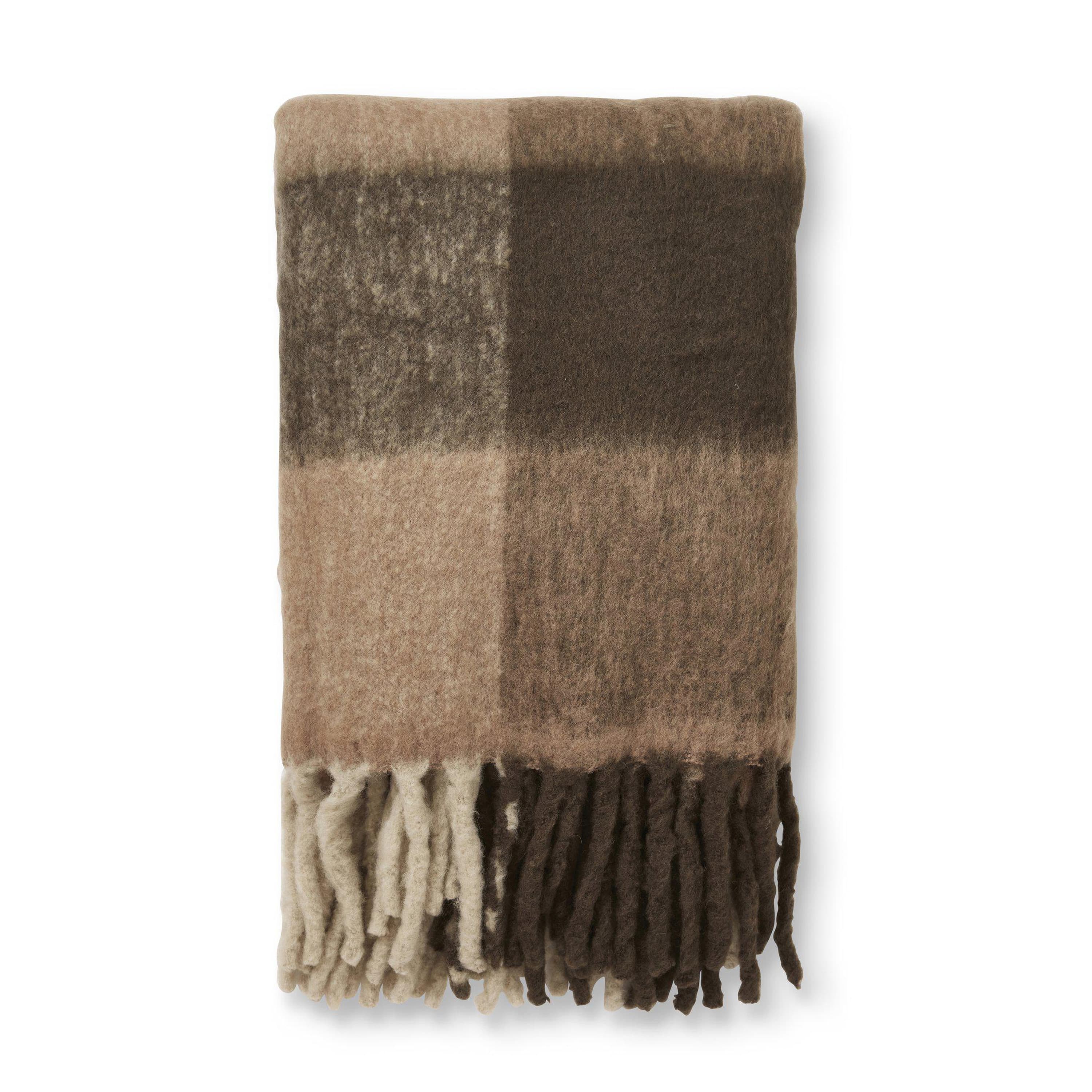 Brown Check Mohair Pläd 130x170